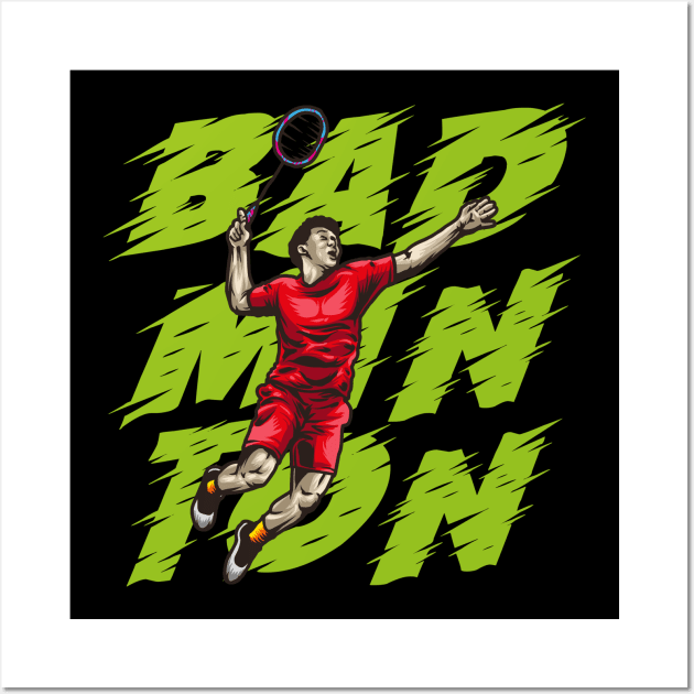 vector of badminton jump smash Wall Art by gintocolo